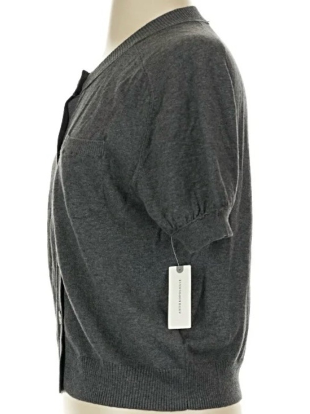 Anthropologie Maeve Charcoal Gray Short Sleeve Button Cardigan NWT - Picture 5 of 6